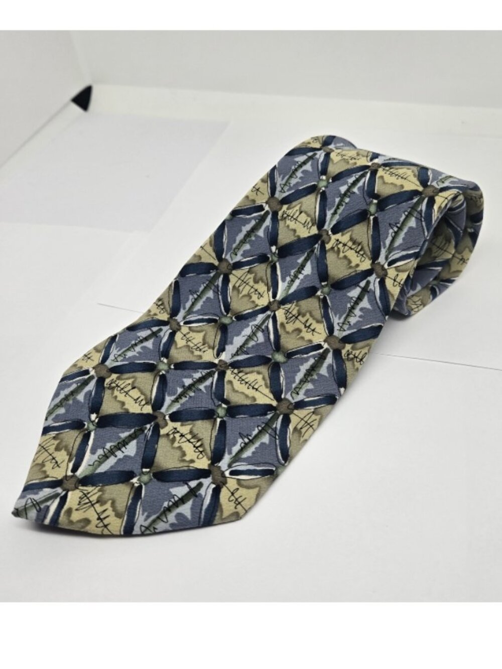 J. Garcia Guinea Pig Angst Collection 18 100% Silk Tie, 1996, Blue, Khaki